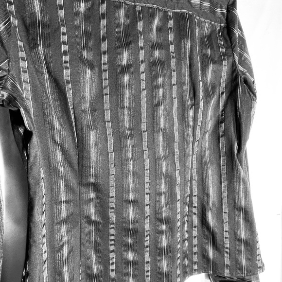 Worthington womens dress shirt size 8 black button long sleeve striped s… - Picture 6 of 7
